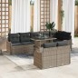 vidaXL Set Divano da Giardino 9 Pezzi con Cuscini Grigi in Rattan