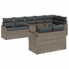 vidaXL Set Divano da Giardino 9 Pezzi con Cuscini Grigi in Rattan