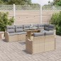 vidaXL Set di divani da giardino 9 pezzi con cuscini beige in rattan e polipropilene.