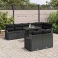 vidaXL Set Divano da Giardino 9 Pezzi con Cuscini Neri in Rattan Sintetico
