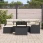 vidaXL Set di divani da giardino a 7 pezzi con cuscini in rattan sintetico nero