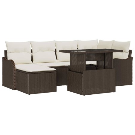 vidaXL Set di divani da giardino 7 pezzi con cuscini marroni