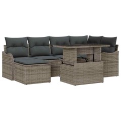 vidaXL Set Divano da Giardino 7 Pezzi con Cuscini in Rattan Sintetico Grigio