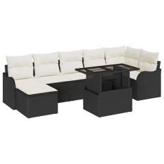vidaXL Set da Giardino da 8 Pezzi con Cuscini in Rattan Sintetico Nero