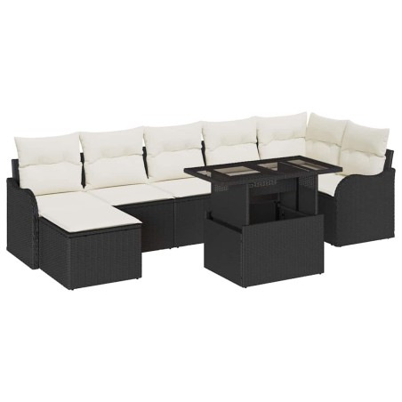 vidaXL Set da Giardino da 8 Pezzi con Cuscini in Rattan Sintetico Nero
