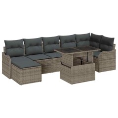 vidaXL Set di divani da giardino 8 pezzi con cuscini grigi in rattan sintetico