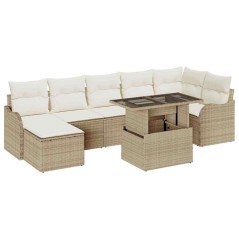 vidaXL Set da Giardino 8 Pezzi con Cuscini Beige in Rattan Sintetico