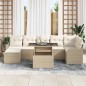 vidaXL Set da Giardino 8 Pezzi con Cuscini Beige in Rattan Sintetico