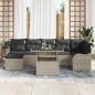 vidaXL Set Divano da Giardino 8 Pezzi con Cuscini Grigio Chiaro in Poly Rattan