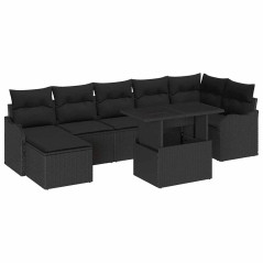 vidaXL Set di divani da giardino, 8 pezzi, cuscini in rattan sintetico nero