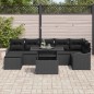 vidaXL Set di divani da giardino, 8 pezzi, cuscini in rattan sintetico nero