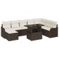 vidaXL Set di divano da giardino 9 pezzi con cuscini marroni in rattan sintetico.