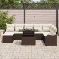 vidaXL Set di divano da giardino 9 pezzi con cuscini marroni in rattan sintetico.