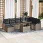 vidaXL Set di divani da giardino 9 pezzi con cuscini grigi in rattan