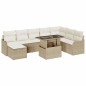 vidaXL Set di divani da giardino 9 pezzi con cuscini beige in rattan sintetico.