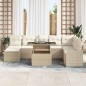 vidaXL Set di divani da giardino 9 pezzi con cuscini beige in rattan sintetico.