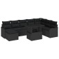 vidaXL Set di Divano da Giardino 9 Pezzi con Cuscini in Rattan Nero