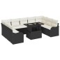 vidaXL Set di Divani da Giardino a 10 Pezzi con Cuscini in Rattan Nero