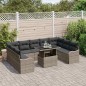 vidaXL Set di divani da giardino da 10 pezzi con cuscini in rattan polietilene grigio