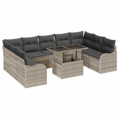 vidaXL Set di divani da giardino da 10 pezzi con cuscini in polirattan grigio chiaro