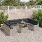 vidaXL Set di divani da giardino da 10 pezzi con cuscini in polirattan grigio chiaro