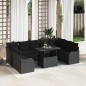 vidaXL Set da Giardino 10 Pezzi con Cuscini in Rattan Sintetico Nero