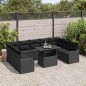 vidaXL Set da Giardino 10 Pezzi con Cuscini in Rattan Sintetico Nero