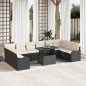 vidaXL Set di Divani da Giardino 11 Pezzi con Cuscini Neri in Polyrattan