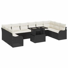 vidaXL Set di Divani da Giardino 11 Pezzi con Cuscini Neri in Polyrattan