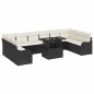 vidaXL Set di Divani da Giardino 11 Pezzi con Cuscini Neri in Polyrattan