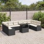 vidaXL Set di Divani da Giardino 11 Pezzi con Cuscini Neri in Polyrattan