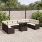 vidaXL Set Divano da Giardino da 11 Pezzi con Cuscini Marroni in Polyrattan