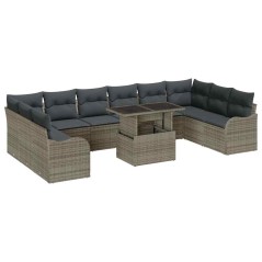 vidaXL Set da Giardino di 11 Pezzi in Rattan Sintetico con Cuscini Grigi