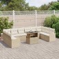 vidaXL Set da Giardino di 11 Pezzi con Cuscini Beige in Rattan Sintetico