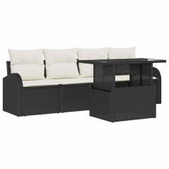 vidaXL Set da giardino di 5 divani con cuscini in rattan nero