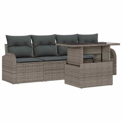 vidaXL Set di divani da giardino da 5 pezzi con cuscini grigi in polirattan
