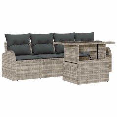 vidaXL Set giardino in rattan moderno da 5 pezzi con cuscini grigio chiaro