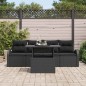 vidaXL Set di divani da giardino a 5 pezzi con cuscini in poly rattan nero