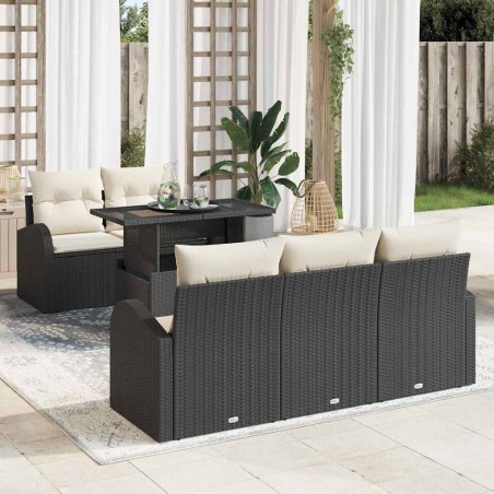 vidaXL Set da giardino a 6 pezzi in polirattan nero