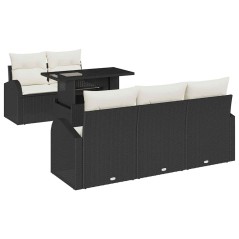 vidaXL Set da giardino a 6 pezzi in polirattan nero