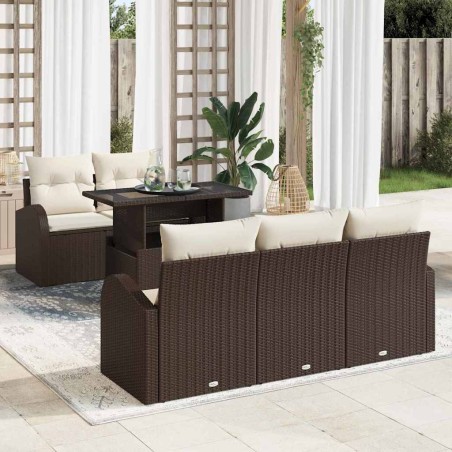 vidaXL Set da Giardino 6 Pezzi con Cuscini Marroni in Rattan Sintetico