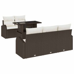 vidaXL Set da Giardino 6 Pezzi con Cuscini Marroni in Rattan Sintetico