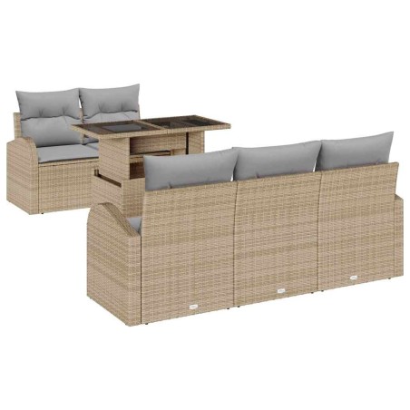 vidaXL Set di Divani da Giardino a 6 Pezzi in Rattan Sintetico con Cuscini Beige