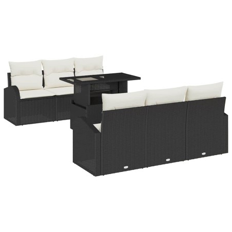 vidaXL Set Divani Giardino 7 Pezzi con Cuscini in Rattan Nero