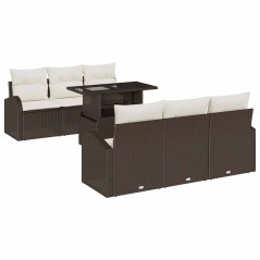 vidaXL Set da giardino in 7 pezzi con cuscini - Rattan sintetico marrone