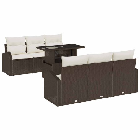 vidaXL Set da giardino in 7 pezzi con cuscini - Rattan sintetico marrone