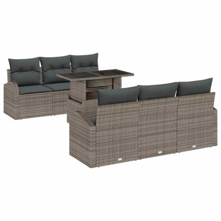 vidaXL Set da Giardino 7 Pezzi con Cuscini - Grigio in Rattan Sintetico