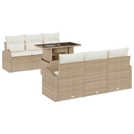 vidaXL Set di divani da giardino 7 pezzi con cuscini - Rattan sintetico beige