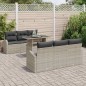 vidaXL Set di Divani da Giardino 7 Pezzi con Cuscini – Grigio Chiaro in Rattan Sintetico