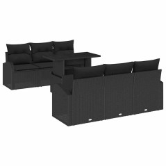 vidaXL Set di Divani da Giardino in 7 Pezzi con Cuscini in Rattan Sintetico Nero